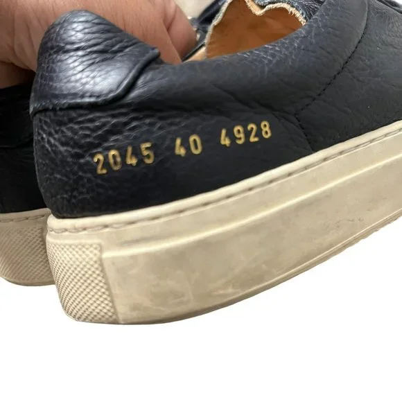 Common Projects Mens Black Premium Archilles Low Top Leather Sneaker Size 40